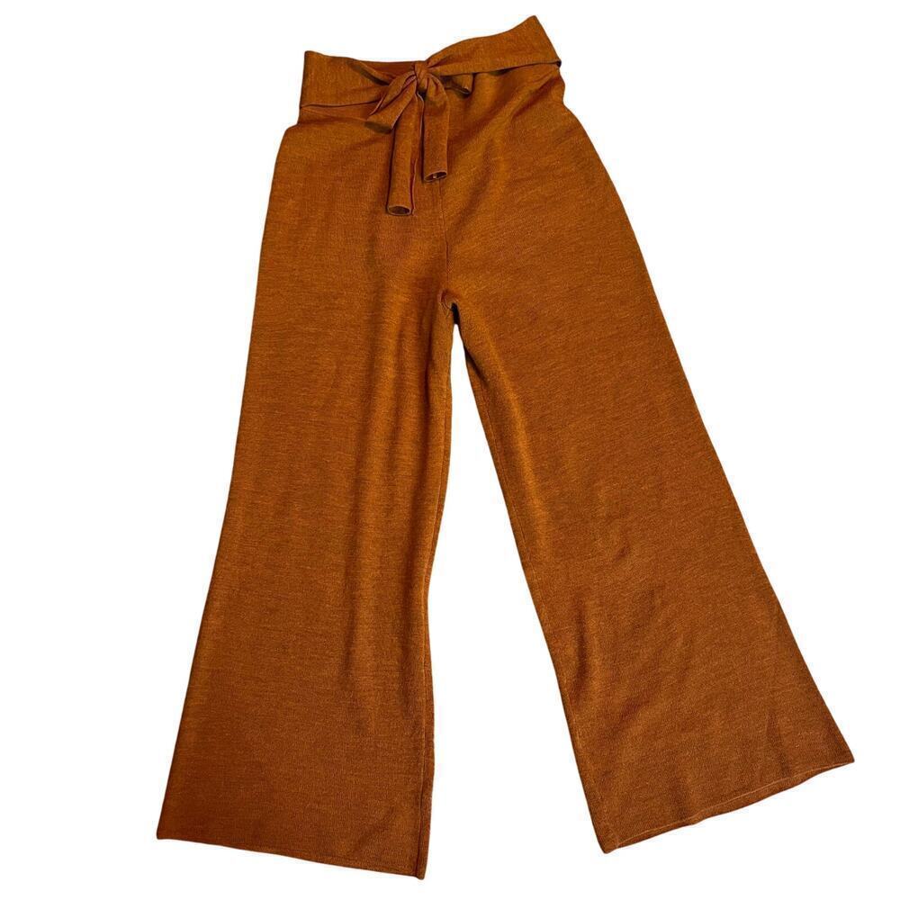 ANTHROPOLOGIE Orange Linette Merino Wool Knit Tie Crop Pull On Pants  Size XS
